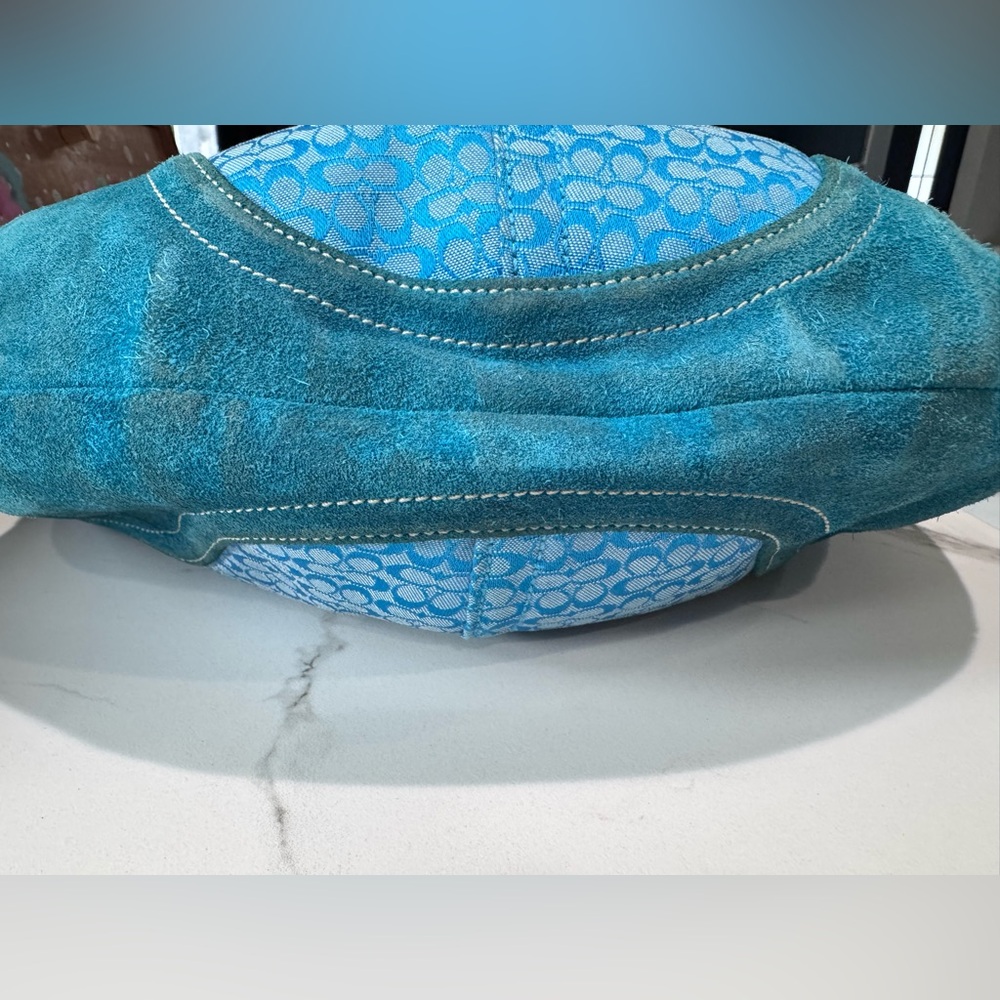 Coach Blue Signature Suede Hobo Bag #1461 - Picture 10 of 10